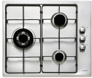 Placa de Gas Cata GI6021X - Inox, 3 Fuegos, Alta Potencia y Seguridad