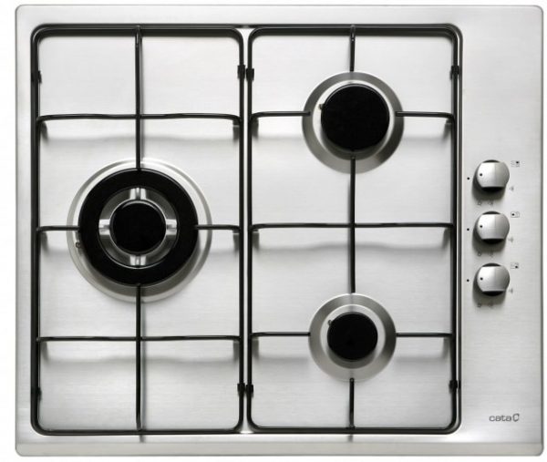 Placa de Gas Cata GI6021X - Inox, 3 Fuegos, Alta Potencia y Seguridad