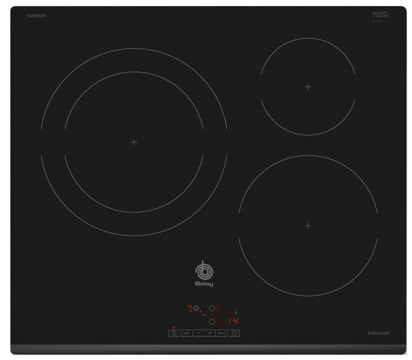 Placa de Inducción Balay 3EB865FR - 3 Zonas, 28 cm, Biselada, 60 cm