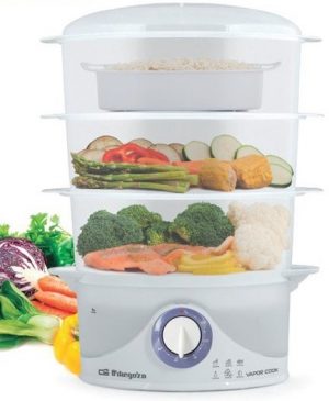 COCEDOR AL VAPOR ORBEGOZO CO4015 800W 9 LITROS 3 RECIPIENTES