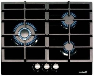 Placa de Gas Cata LCI6021 BK - Cristal Negro, 3 Fuegos, Alta Potencia