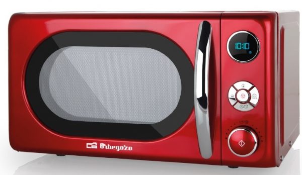 Microondas Orbegozo MIG2042 – 20L, Rojo, Grill 900W, Pantalla LED, 10 Niveles, Temporizador 95 Min