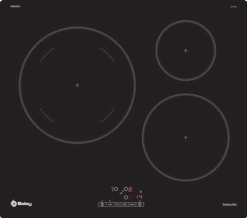Placa de Inducción Balay 3EB865ERS - 3 Zonas, 28 cm, Cristal, 60 cm