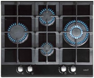 Placa de Gas Cata LCI6031BK - Cristal Negro, 4 Fuegos, Alta Potencia y Seguridad