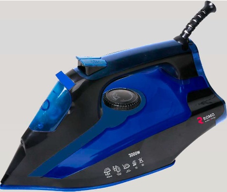 Plancha Romo RO-PV3000WA Azul 3000W con Suela Cerámica, Función Antical, Antigoteo y Vapor Continuo 60g/min