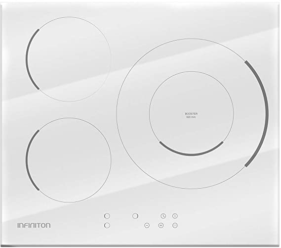 Placa de Inducción Infiniton IND932WH - 3 Zonas, Cristal Blanco, Boost