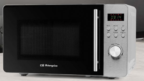 Microondas Orbegozo MIG2046 – 20L, Inox, Grill 800W, Display LED, 8 Menús, Temporizador 60 Min