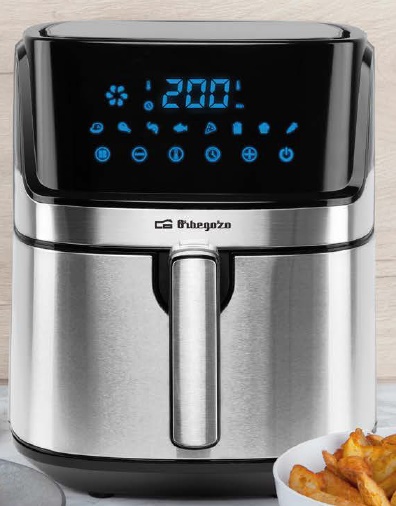 FREIDORA ORBEGOZO FDR67 5,5 L 1.700 W CONTROL TACTIL FRONTAL INOX AIRE CALIENTE AIRFRYER 8 PROGRAMAS PANTALLA LED TEMPORIZADOR