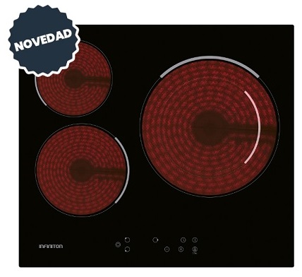 Placa Vitrocerámica Infiniton VIT3P54W - 3 Zonas, 30 cm, Touch Control, Boost