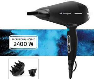 SECADOR ORBEGOZO SE2400 NEGRO 2400W MOTOR PROFESIONAL AC 2 VELOCIDADES 3 NIVELES DE TEMPERATURA DIFUSOR Y CONCENTRADOR AIRE FRIO IONICO