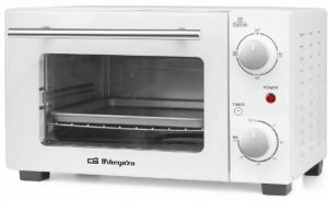HORNO ORBEGOZO HO975 BLANCO 10 LITROS 800W TEMPORIZADOR 3 FUNCIONES 2 BARRAS CALEFACTORAS INDICADOR LUMINOSO