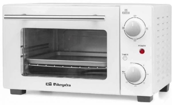 HORNO ORBEGOZO HO975 BLANCO 10 LITROS 800W TEMPORIZADOR 3 FUNCIONES 2 BARRAS CALEFACTORAS INDICADOR LUMINOSO