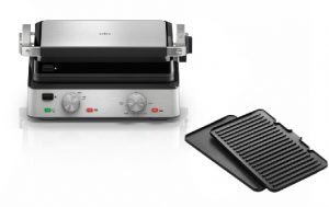 Grill Braun CG7020 2000W - Placas Extraíbles, 3 Posiciones de Cocción, y Controles Independientes de Temperatura