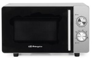 Microondas Orbegozo MI2030CE – 20L, Base Cerámica, 1150W, Frontal Inox, 5 Niveles de Potencia